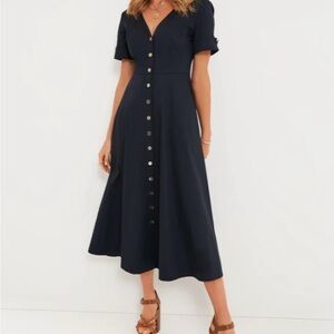 Tuckernuck Navy Button-Front Midi Dress